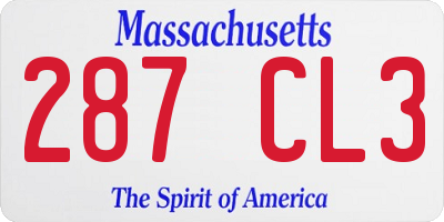 MA license plate 287CL3