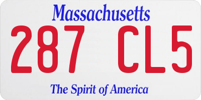 MA license plate 287CL5