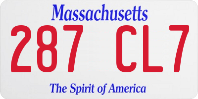 MA license plate 287CL7