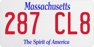 MA license plate 287CL8