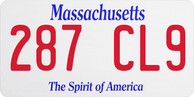 MA license plate 287CL9