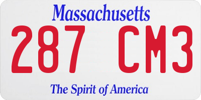 MA license plate 287CM3