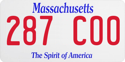 MA license plate 287CO0