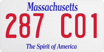 MA license plate 287CO1