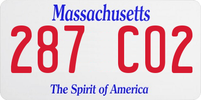 MA license plate 287CO2
