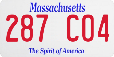 MA license plate 287CO4