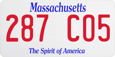 MA license plate 287CO5