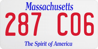 MA license plate 287CO6