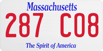 MA license plate 287CO8