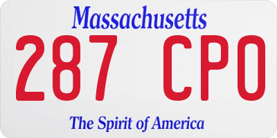 MA license plate 287CP0