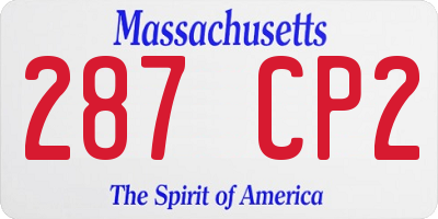 MA license plate 287CP2