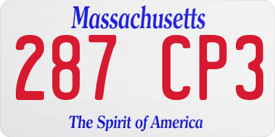 MA license plate 287CP3
