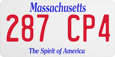 MA license plate 287CP4
