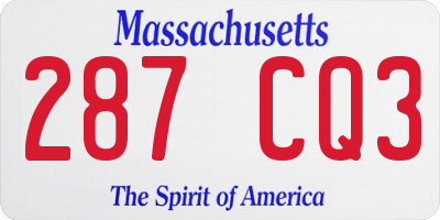 MA license plate 287CQ3