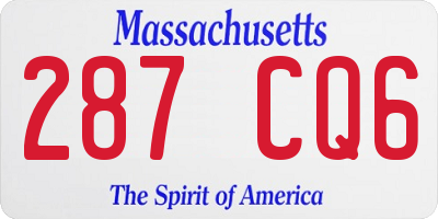 MA license plate 287CQ6