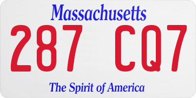 MA license plate 287CQ7