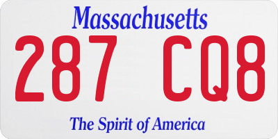 MA license plate 287CQ8