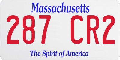 MA license plate 287CR2