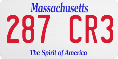 MA license plate 287CR3
