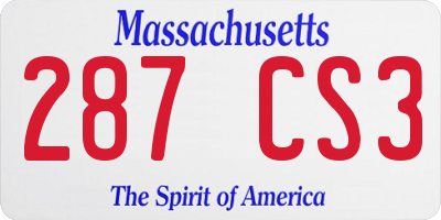MA license plate 287CS3