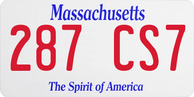 MA license plate 287CS7