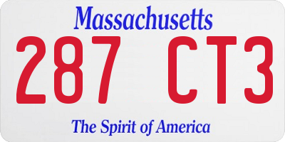 MA license plate 287CT3