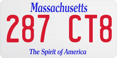 MA license plate 287CT8
