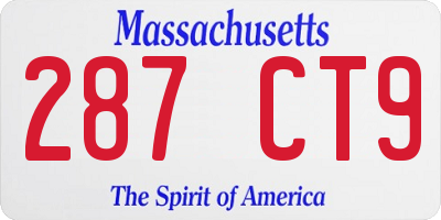 MA license plate 287CT9
