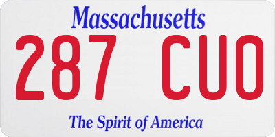 MA license plate 287CU0