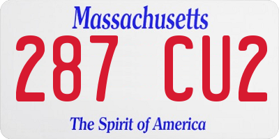 MA license plate 287CU2