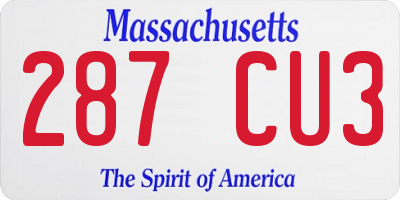 MA license plate 287CU3