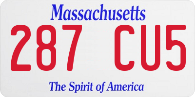 MA license plate 287CU5