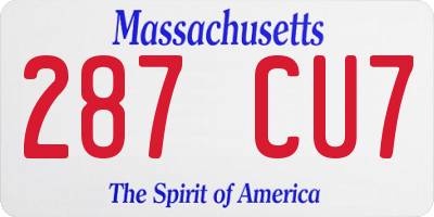 MA license plate 287CU7