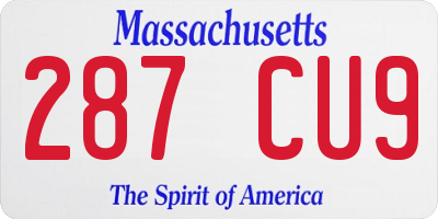 MA license plate 287CU9
