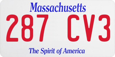 MA license plate 287CV3