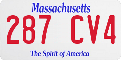 MA license plate 287CV4