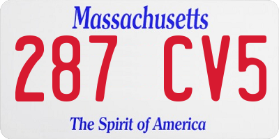 MA license plate 287CV5