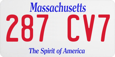 MA license plate 287CV7