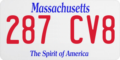 MA license plate 287CV8