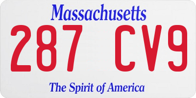 MA license plate 287CV9