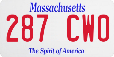 MA license plate 287CW0
