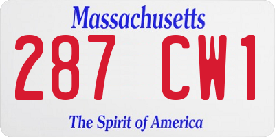 MA license plate 287CW1