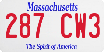MA license plate 287CW3