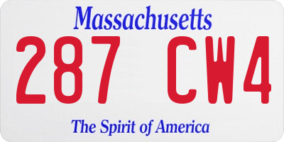 MA license plate 287CW4