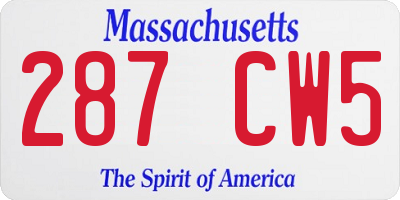 MA license plate 287CW5