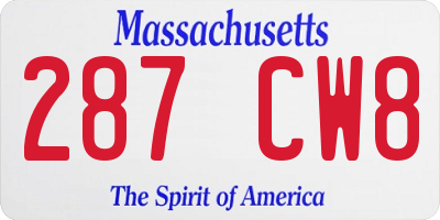 MA license plate 287CW8