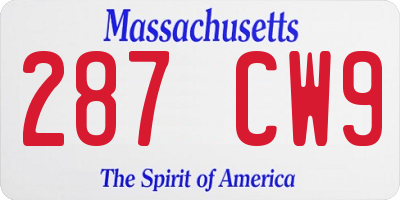 MA license plate 287CW9