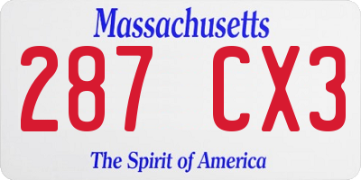 MA license plate 287CX3