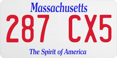 MA license plate 287CX5