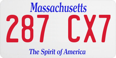 MA license plate 287CX7